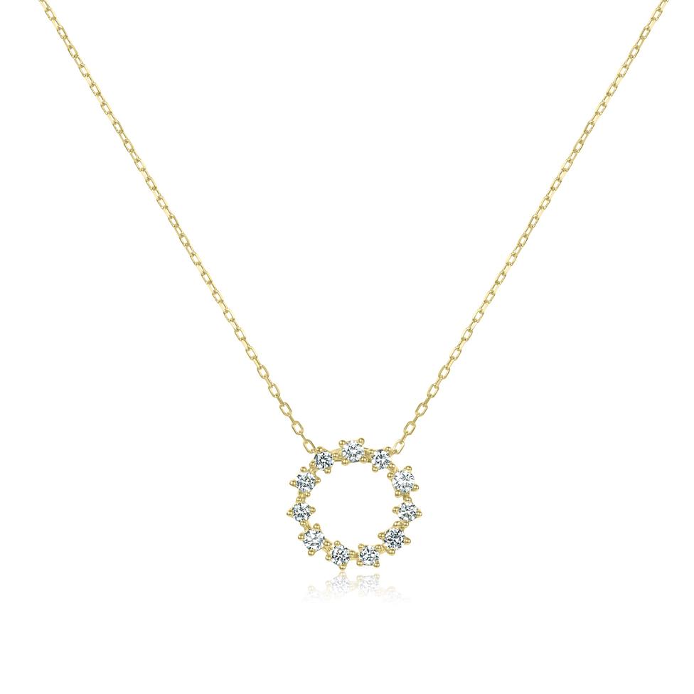 18ct Yellow Gold Diamond Circle Necklace Thumbnail Image 0