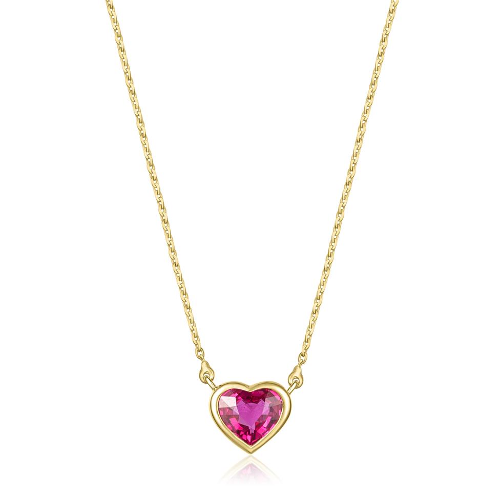 18ct Yellow Gold Ruby Heart Necklace Thumbnail Image 2