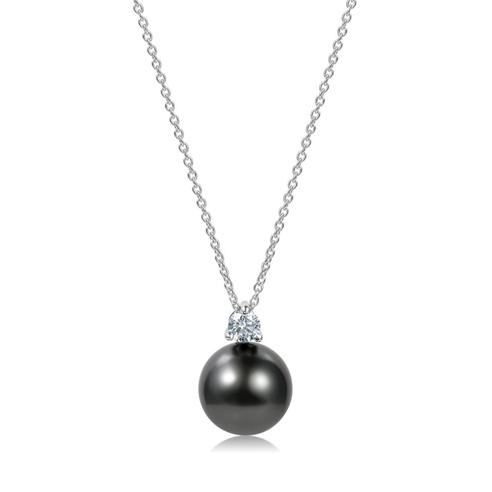 18ct White Gold Tahiti Pearl and Diamond Necklace Thumbnail Image 2