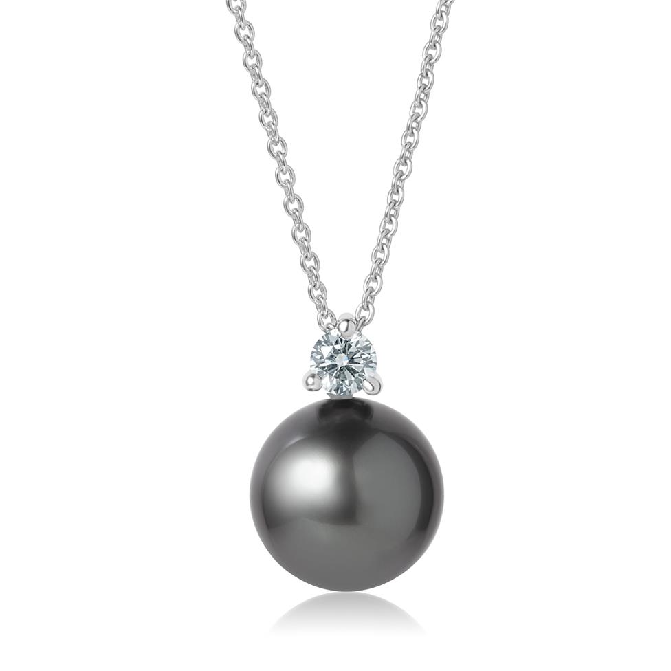 18ct White Gold Tahiti Pearl and Diamond Necklace Thumbnail Image 0