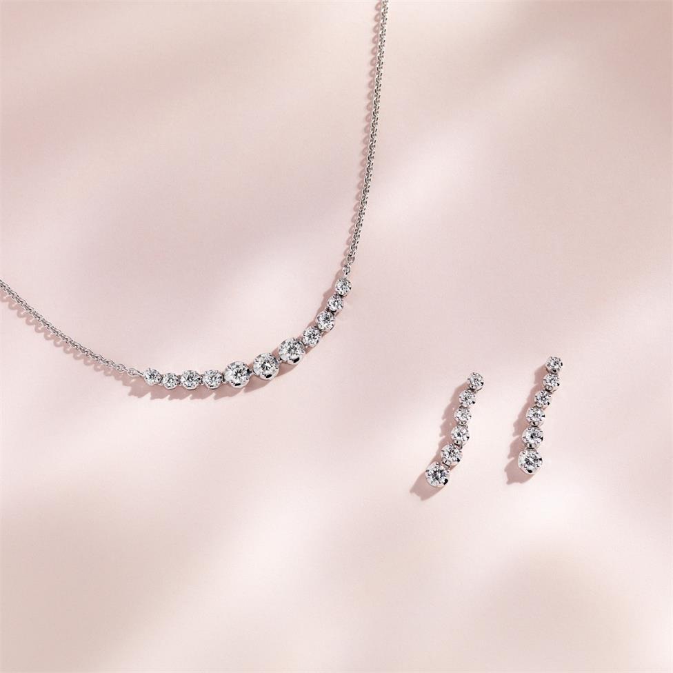 18ct White Gold Diamond Drop Earrings 20mm Thumbnail Image 2
