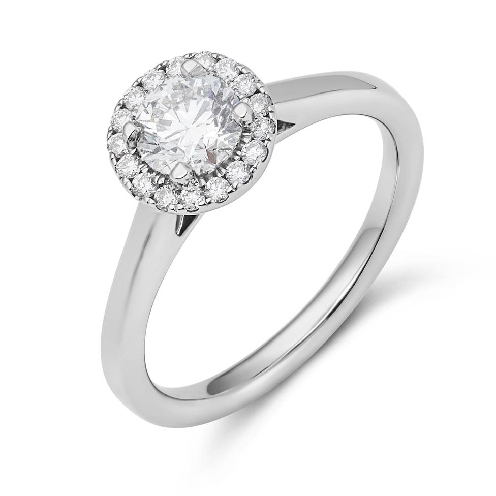 Platinum Diamond Halo Engagement Ring 0.70ct Thumbnail Image 0