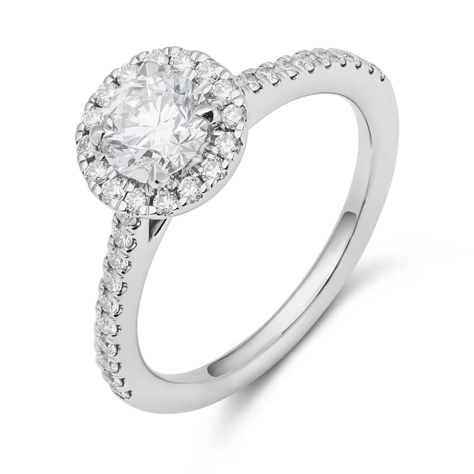 Platinum Diamond Halo Engagement Ring 1.05ct Thumbnail Image 0