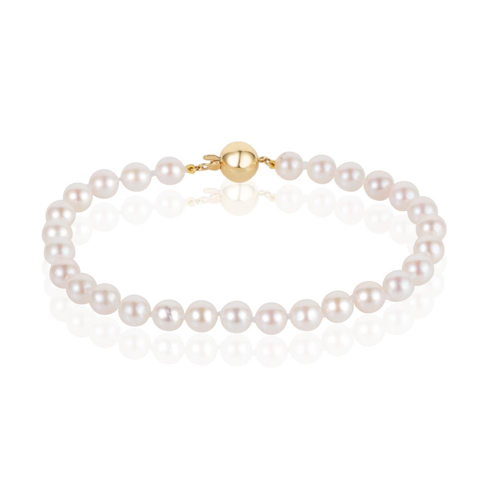 18ct Yellow Gold Akoya Pearl Bracelet 5.5-6.0mm | 19cm Thumbnail Image 0