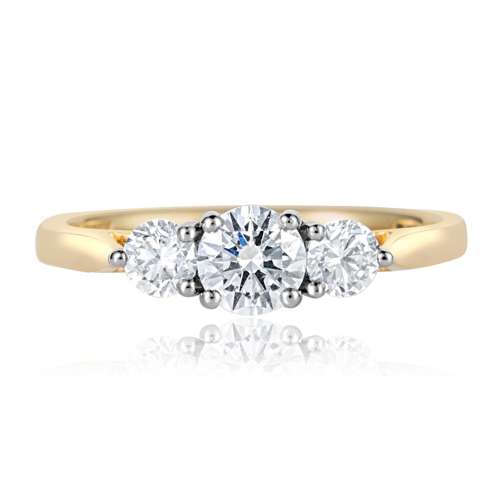 18ct Yellow Gold Diamond Three Stone Engagement Ring 0.70ct Thumbnail Image 1