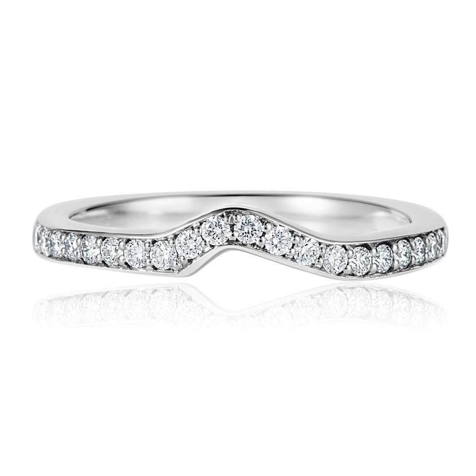 Platinum Diamond Set Shaped Wedding Ring 0.23ct Thumbnail Image 1