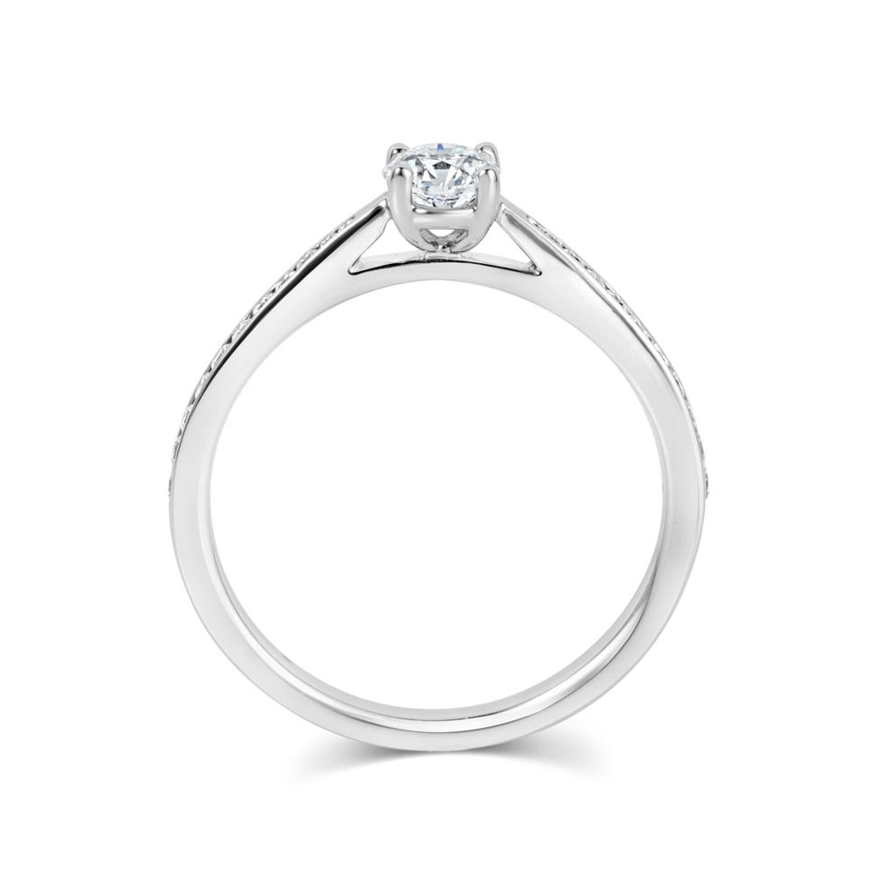 Platinum Channel Shoulder Detail Diamond Solitaire Engagement Ring 0.55ct Thumbnail Image 2