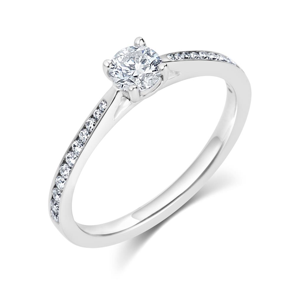 Platinum Channel Shoulder Detail Diamond Solitaire Engagement Ring 0.55ct Thumbnail Image 0
