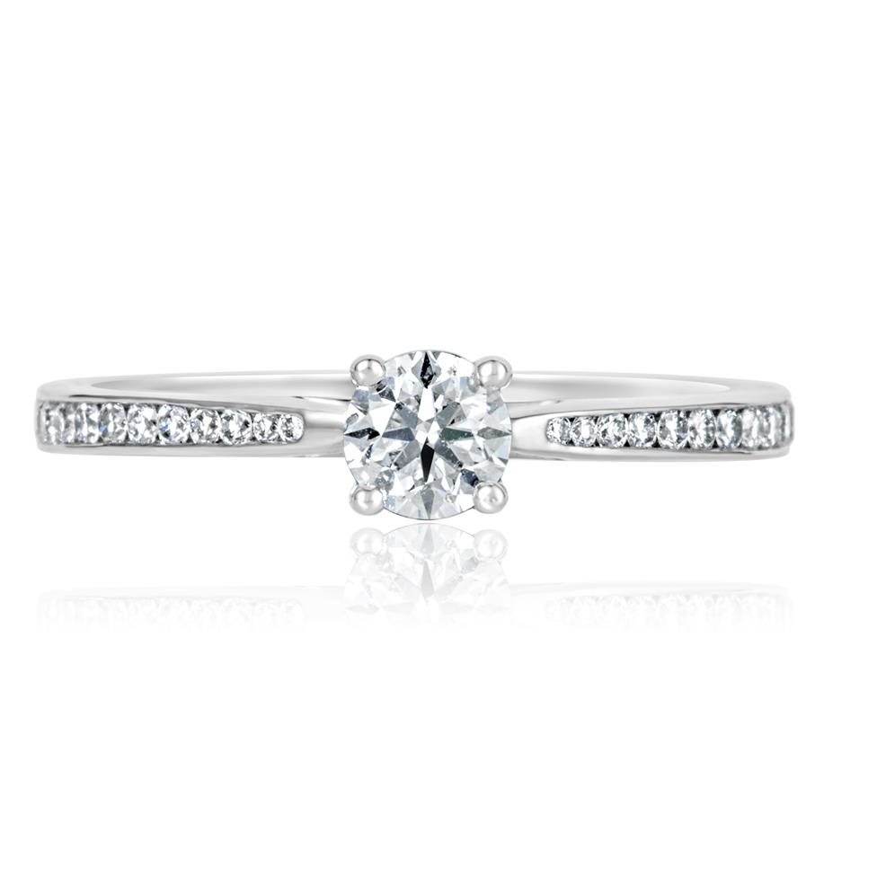 Platinum Channel Shoulder Detail Diamond Solitaire Engagement Ring 0.55ct Thumbnail Image 1