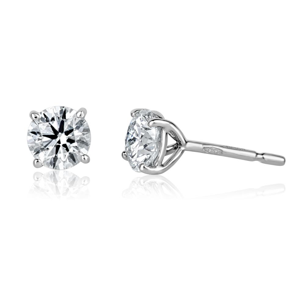 18ct White Gold Diamond Solitaire Stud Earrings 1.40ct Thumbnail Image 0