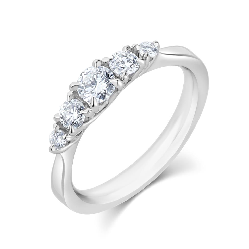 Platinum Five Stone Diamond Engagement Ring 0.50ct Thumbnail Image 0