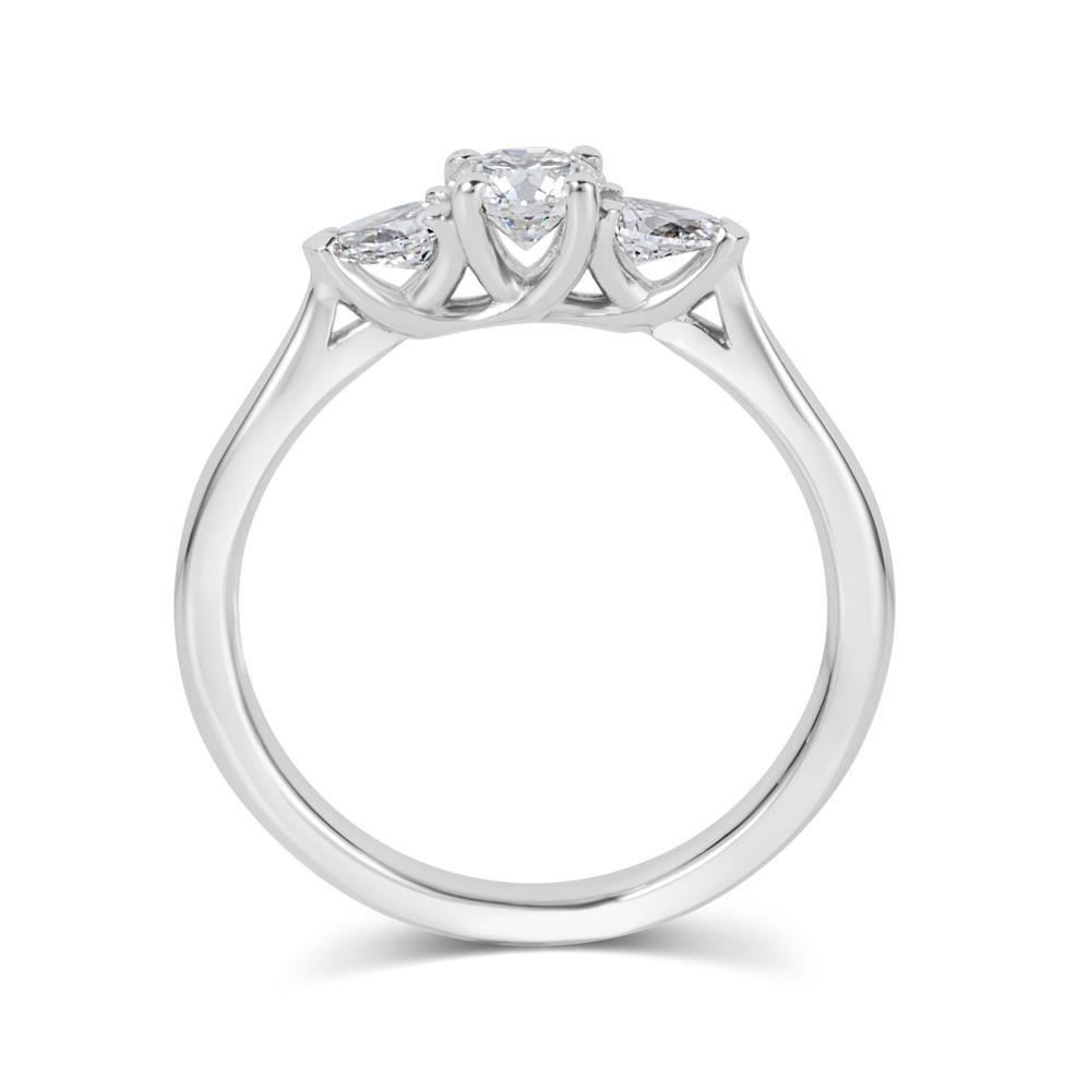 Platinum Round and Pear Shape Diamond Three Stone Engagement Ring 0.62ct Thumbnail Image 2