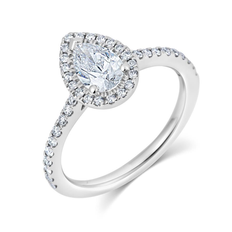 Platinum Pear Shape Diamond Halo Engagement Ring 1.05ct Thumbnail Image 0