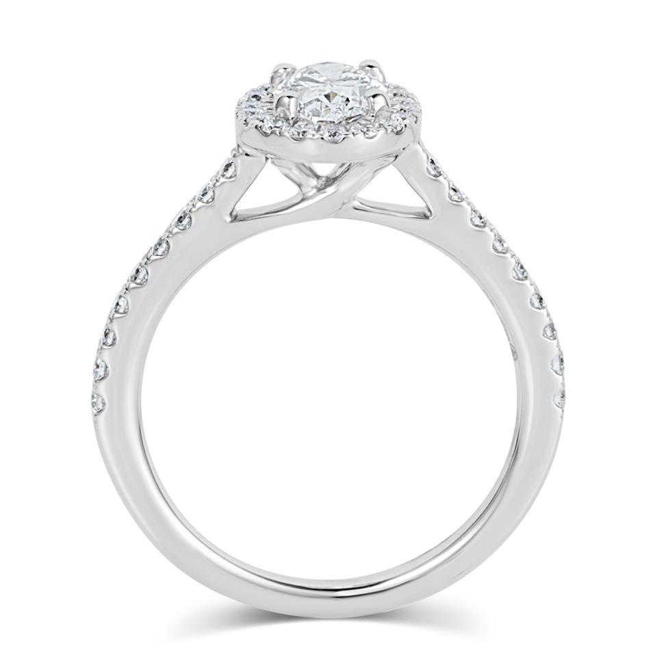 Platinum Oval Diamond Halo Engagement Ring 1.10ct Thumbnail Image 2