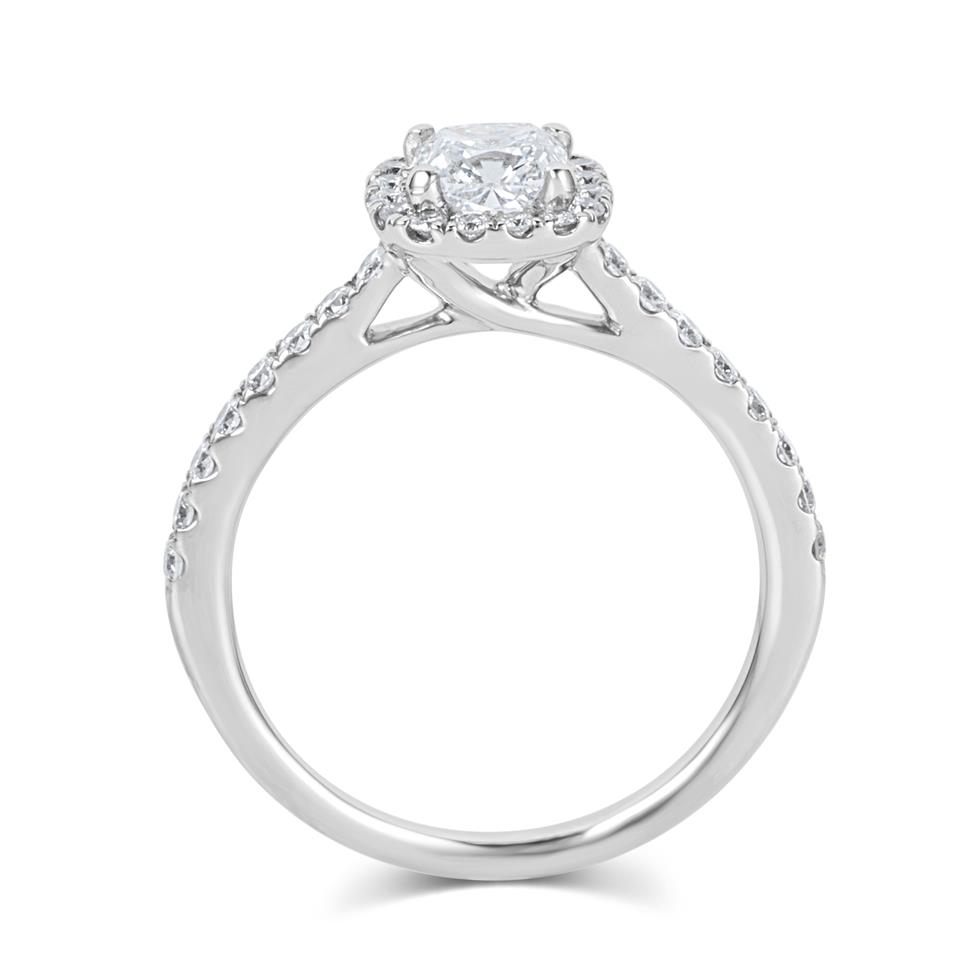 Platinum Cushion Cut Diamond Halo Engagement Ring 1.10ct Thumbnail Image 2