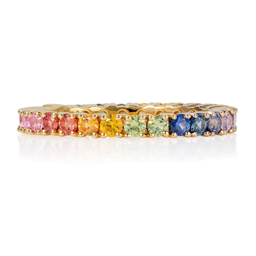 Samba 18ct Yellow Gold Rainbow Sapphire Full Eternity Ring Thumbnail Image 2