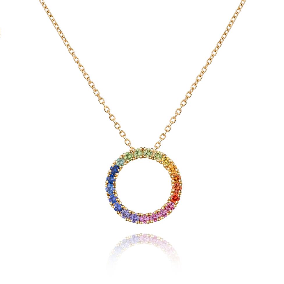 Samba 18ct Yellow Gold Rainbow Sapphire Pendant 17mm Thumbnail Image 0