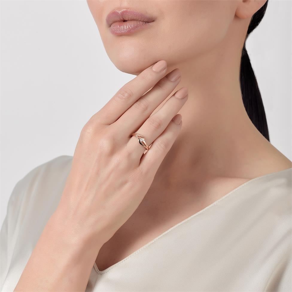 Mon Coeur 18ct Rose Gold Twist Design Diamond Dress Ring 0.08ct Thumbnail Image 2