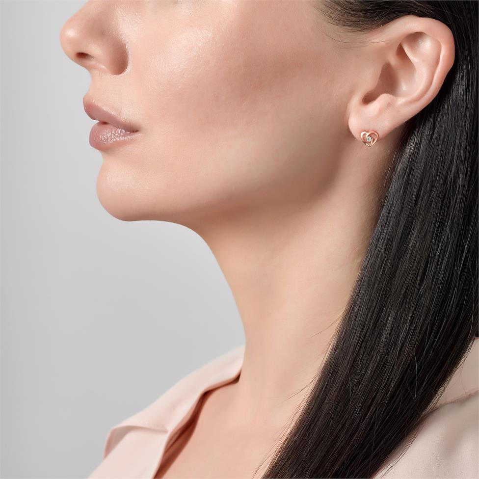 Mon Coeur 18ct Rose Gold Diamond Stud Earrings Thumbnail Image 2