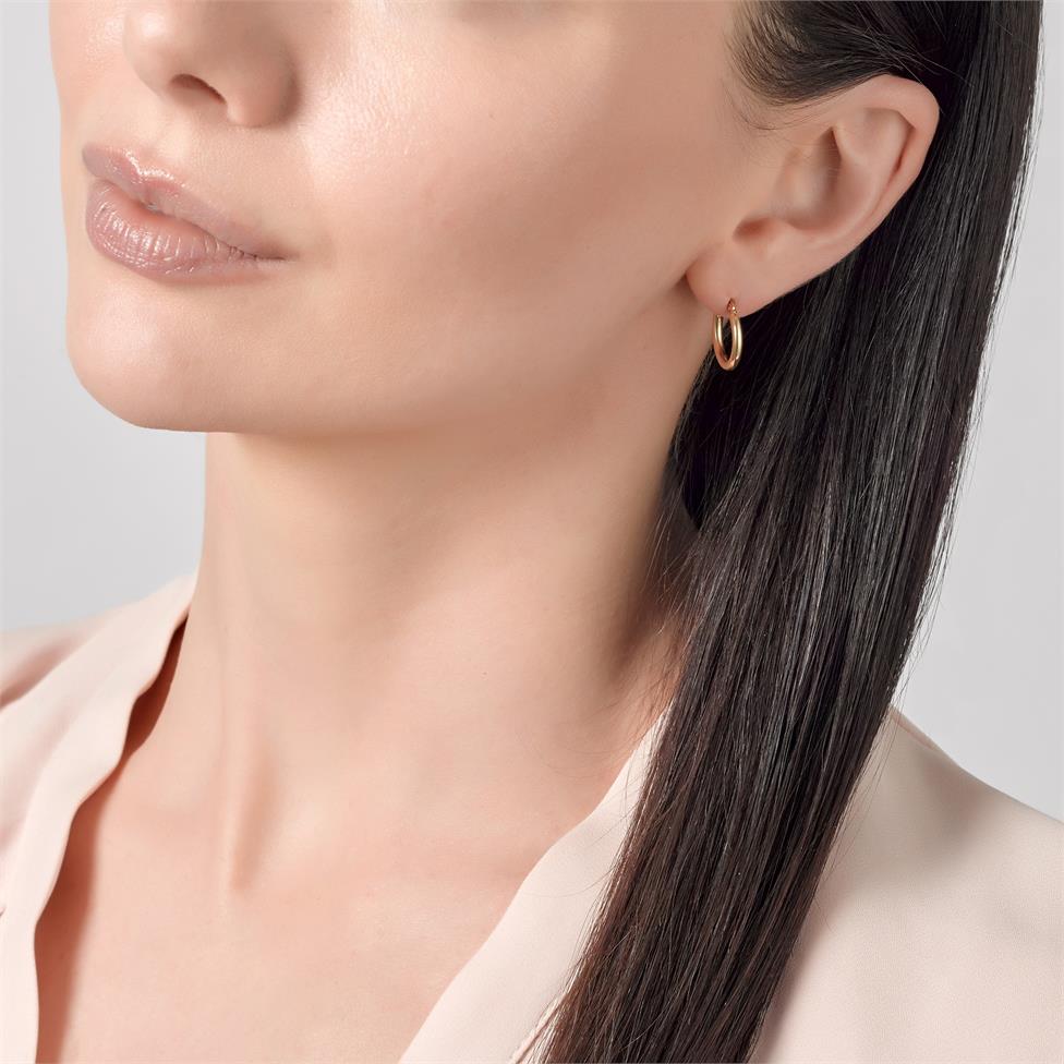 18ct Yellow Gold Hoop Earrings 14mm Thumbnail Image 2
