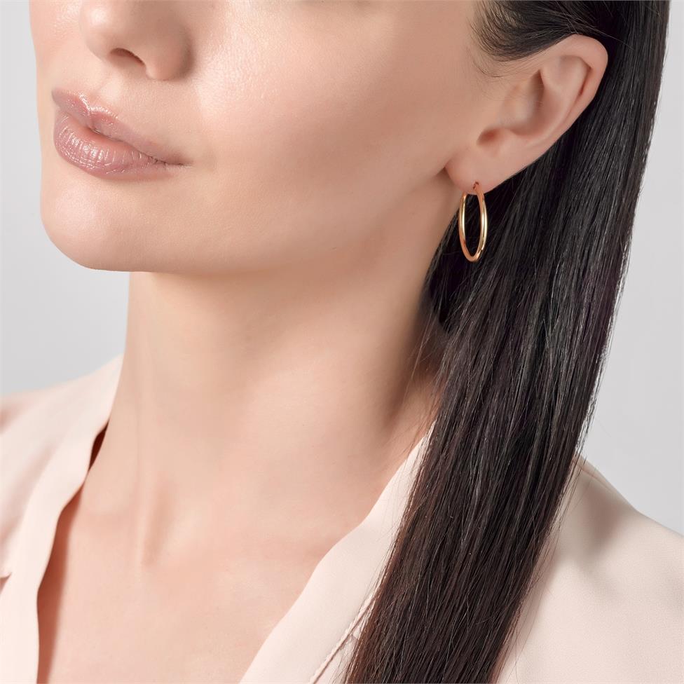 18ct Yellow Gold Hoop Earrings 24mm Thumbnail Image 3