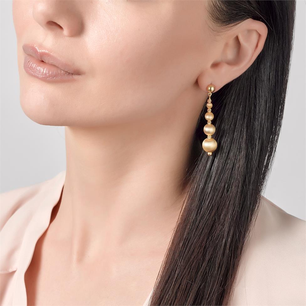 Milano 18ct Yellow Gold Satin Finish Drop Earrings Thumbnail Image 0
