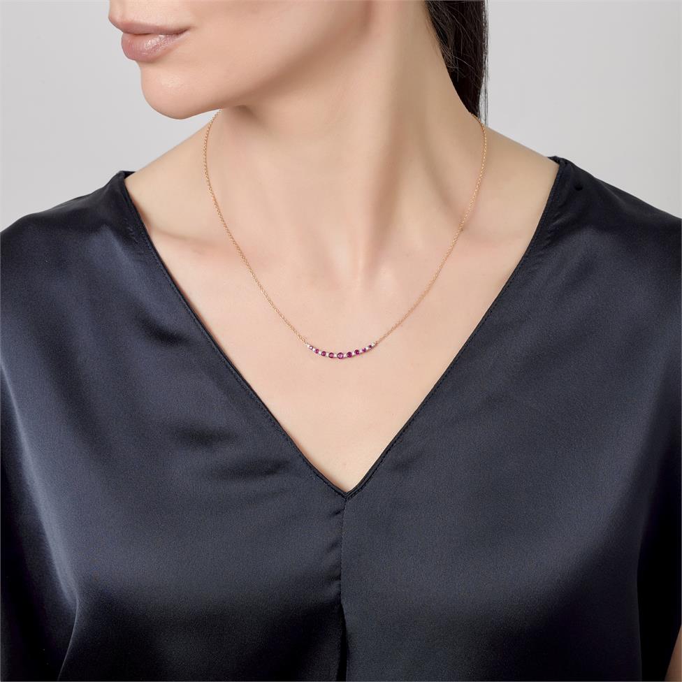 18ct Yellow Gold Ruby and Diamond Necklace Thumbnail Image 2