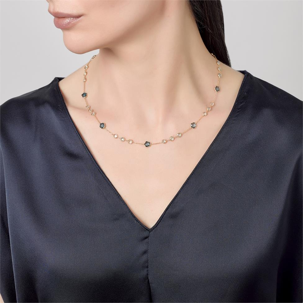 Bloom 18ct Yellow Gold Blue Topaz Necklace 45cm Thumbnail Image 1