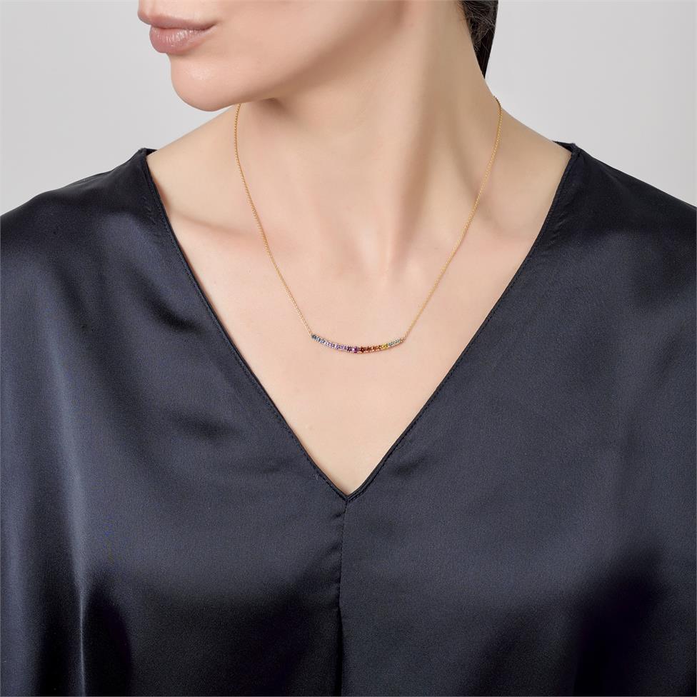 Samba 18ct Yellow Gold Rainbow Sapphire Necklace Thumbnail Image 1