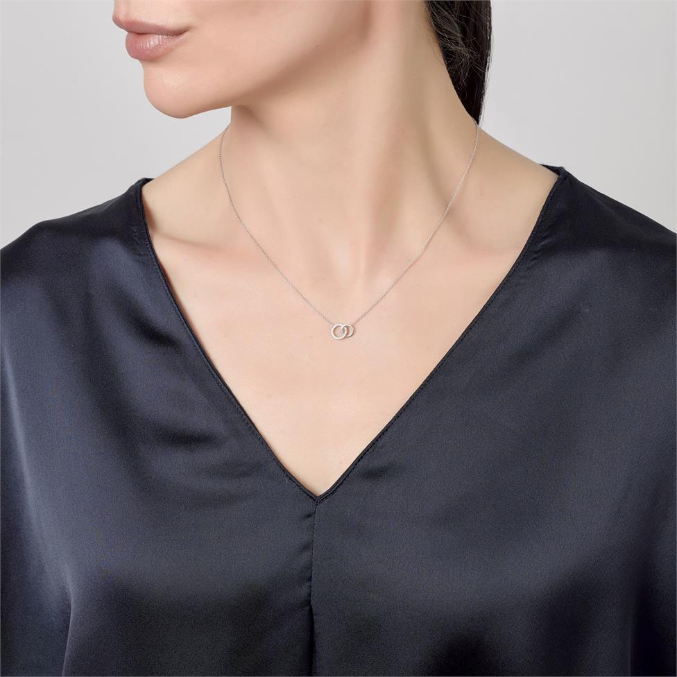Union 18ct White Gold Diamond Necklace 0.04ct Thumbnail Image 4