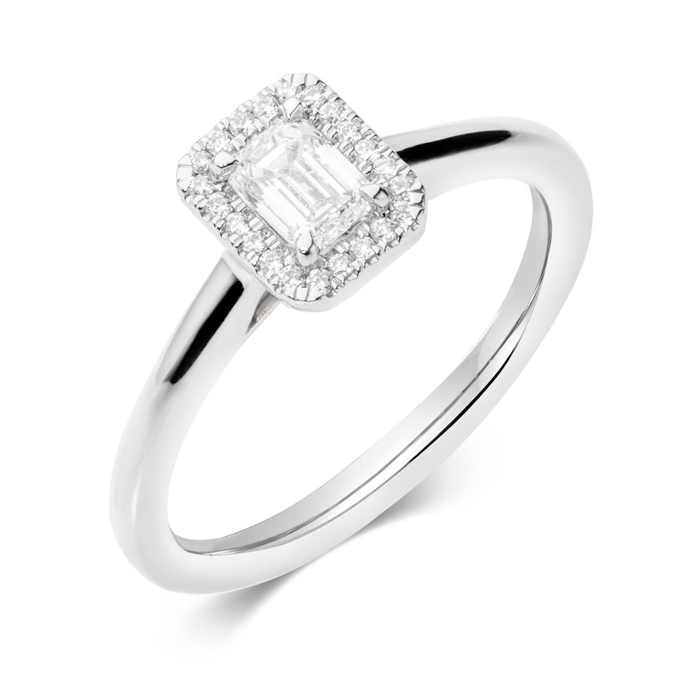 Platinum Emerald Cut Diamond Halo Engagement Ring 0.40ct Thumbnail Image 0