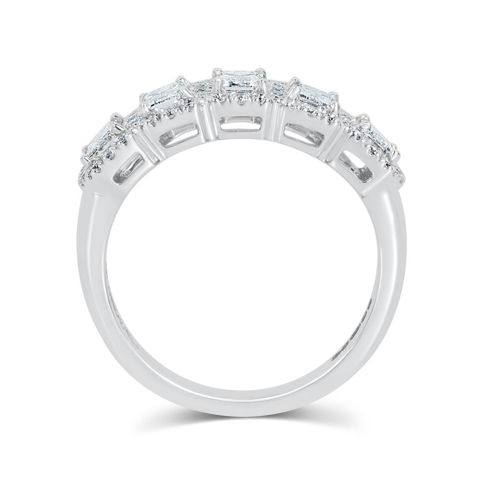 Odyssey 18ct White Gold Emerald Cut and Round Diamond Dress Ring 1.40ct Thumbnail Image 4