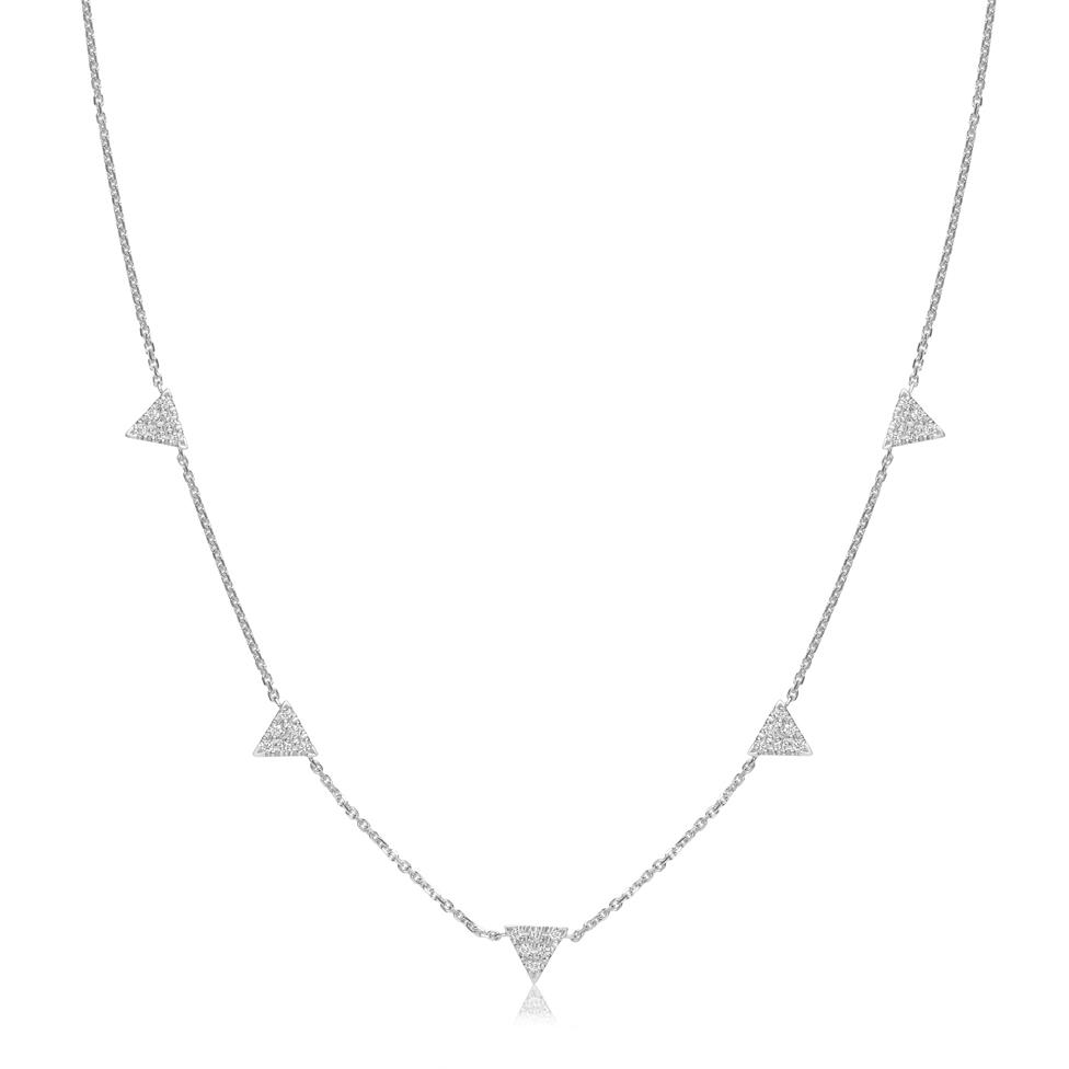 18ct White Gold Diamond Station Necklace 0.17ct Thumbnail Image 0