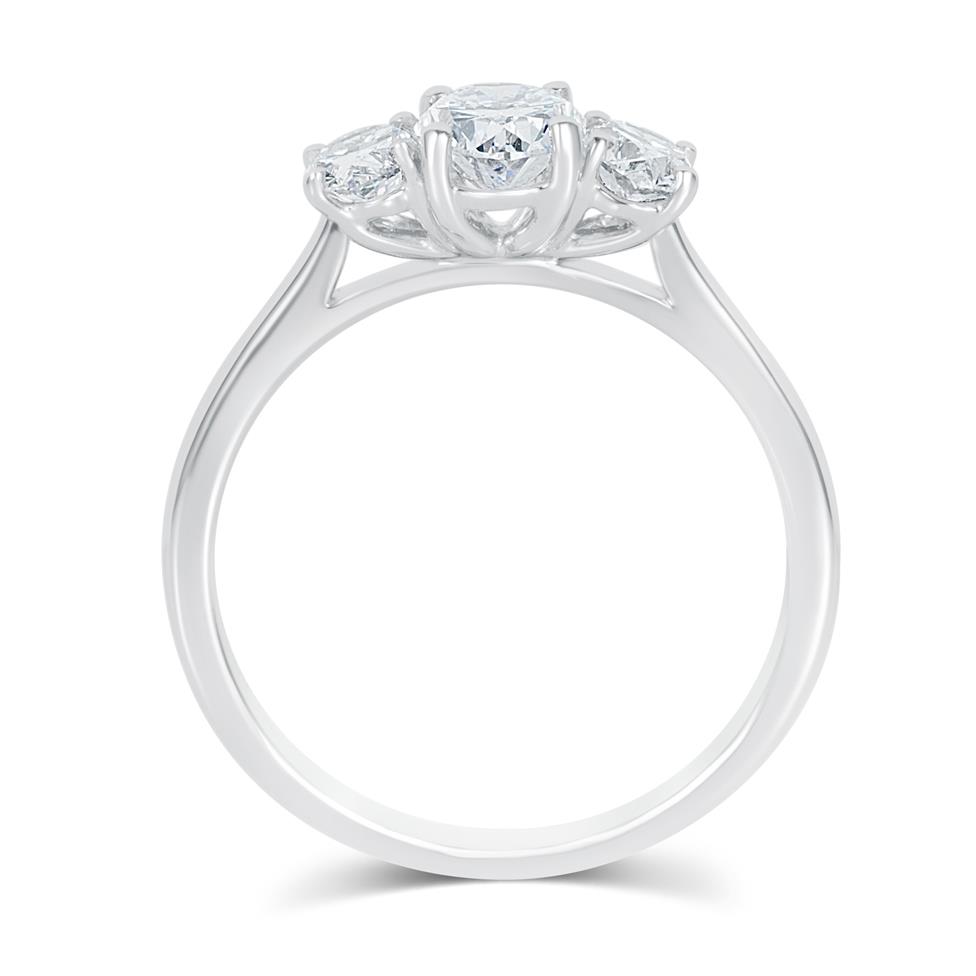 Platinum Oval Diamond Three Stone Engagement Ring 1.20ct Thumbnail Image 4