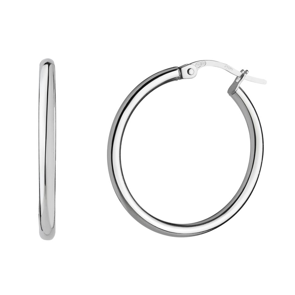 18ct White Gold Hoop Earrings 34mm Thumbnail Image 0