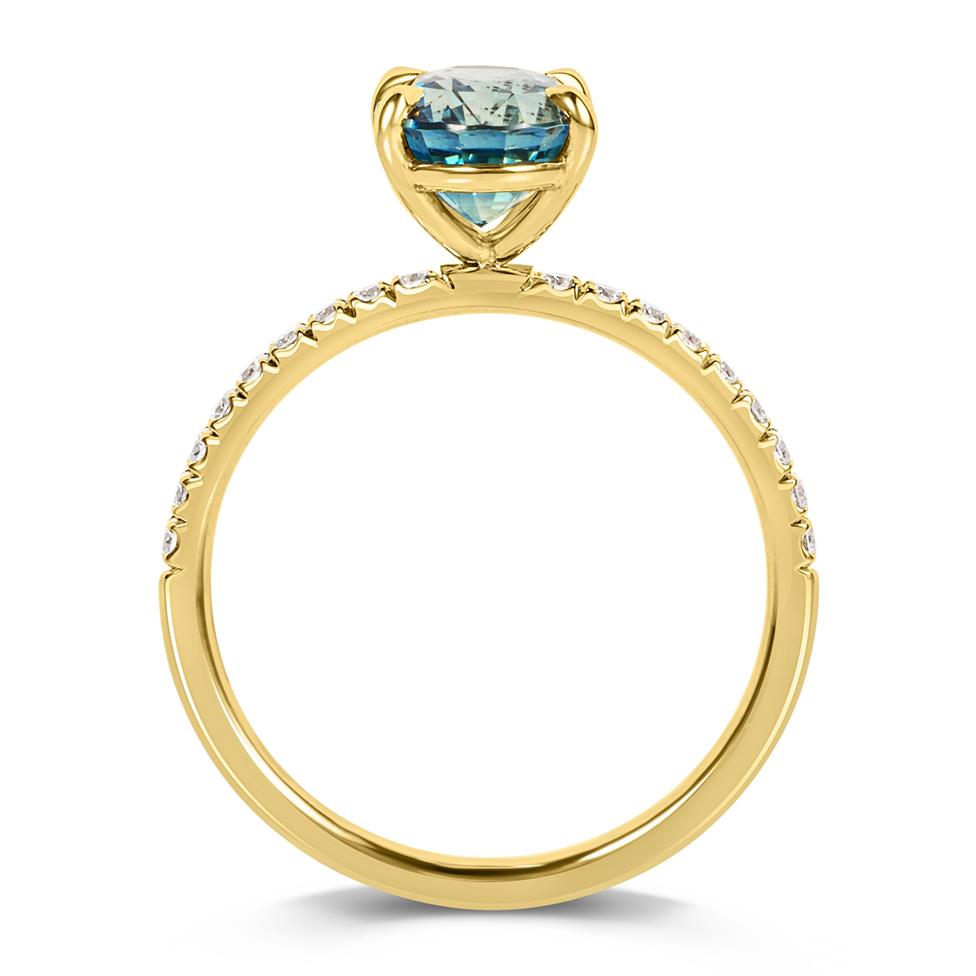 18ct Yellow Gold Oval Parti Sapphire Ring Thumbnail Image 2