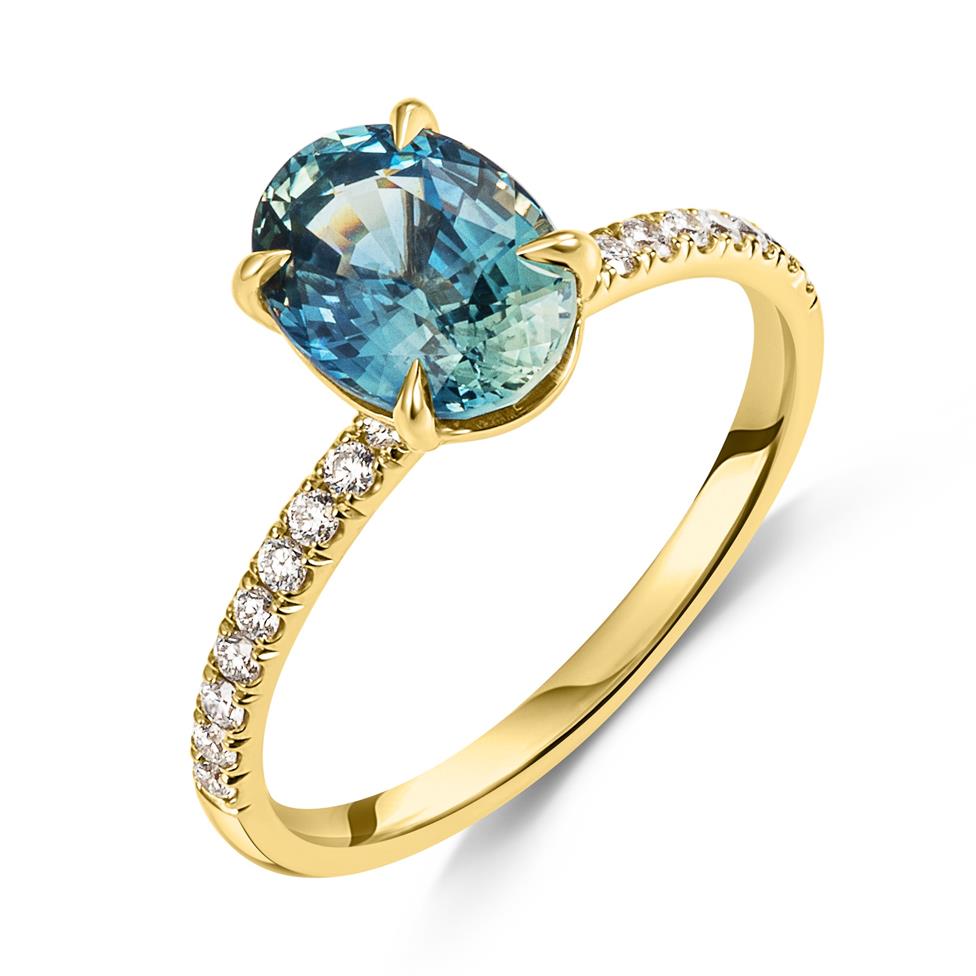 18ct Yellow Gold Oval Parti Sapphire Ring Thumbnail Image 0