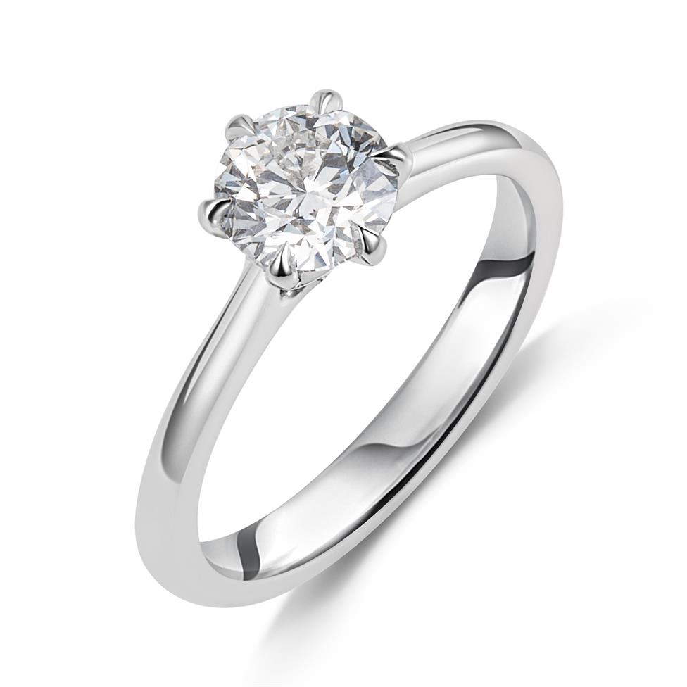 Platinum Six Claw Round Diamond Solitaire Ring 1.00ct Thumbnail Image 0