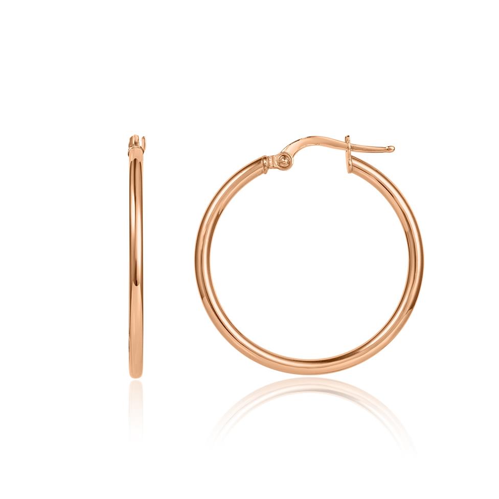 18ct Rose Gold Hoop Earrings 26mm Thumbnail Image 0