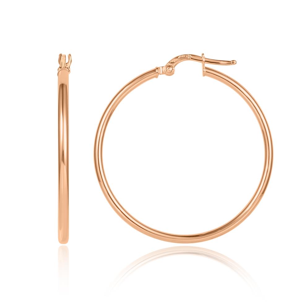 18ct Rose Gold Hoop Earrings 34mm Thumbnail Image 0