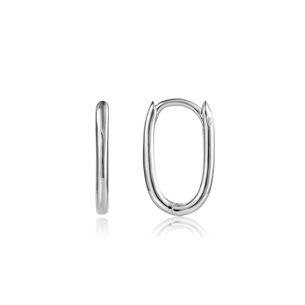 18ct White Gold Oblong Hoop Earrings Thumbnail Image 0