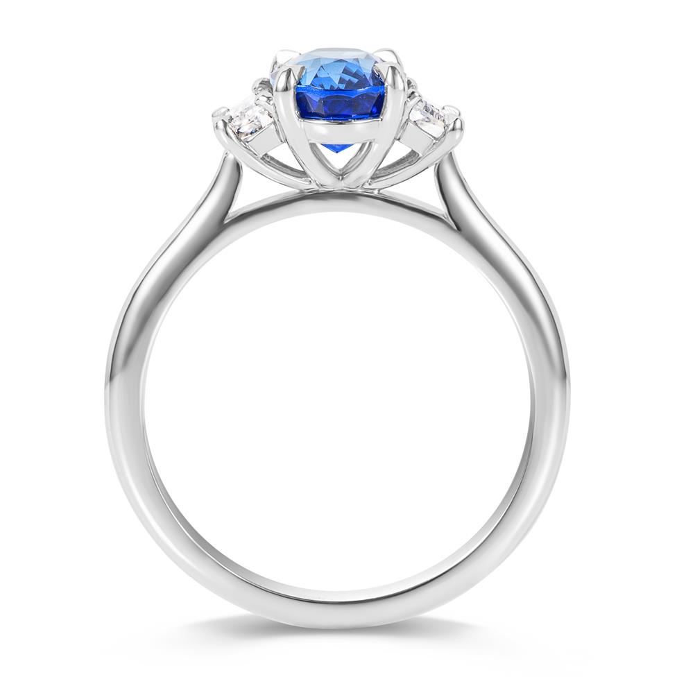 Platinum Sapphire and Cadillac Cut Diamond Three Stone Ring  Thumbnail Image 3