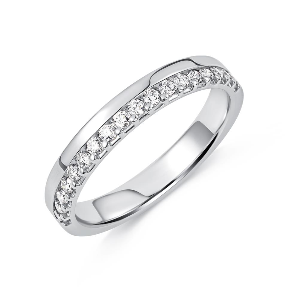 Platinum Diamond Off Set Wedding Band Thumbnail Image 0