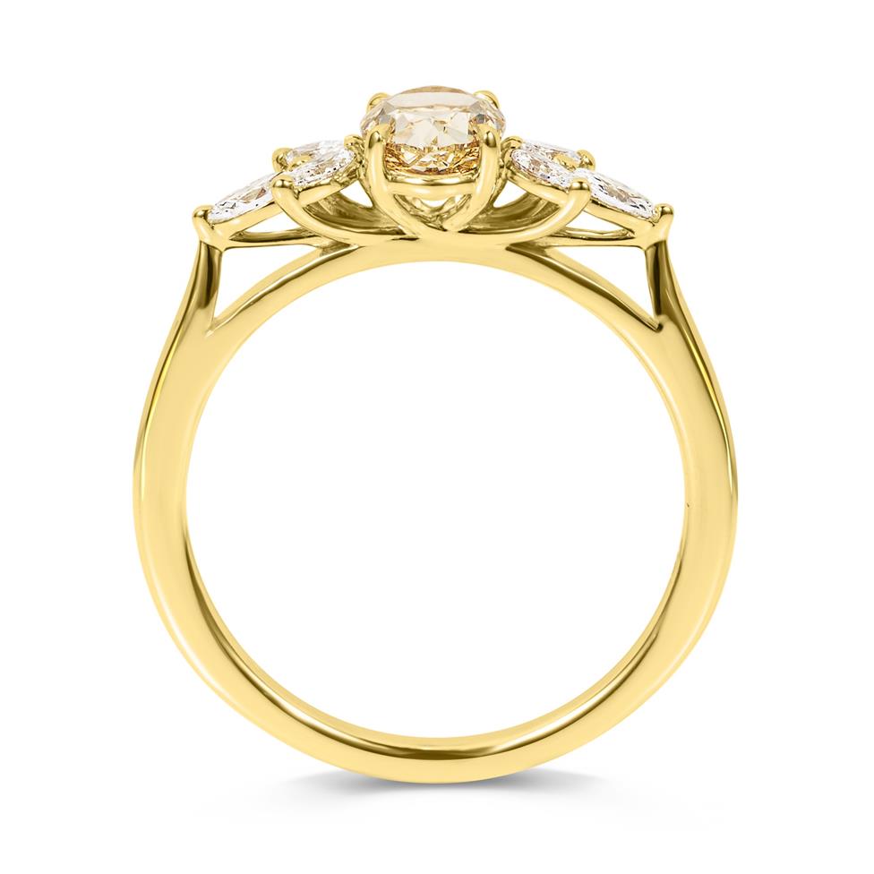 18ct Yellow Gold Champagne Oval Diamond Engagement Ring Thumbnail Image 2