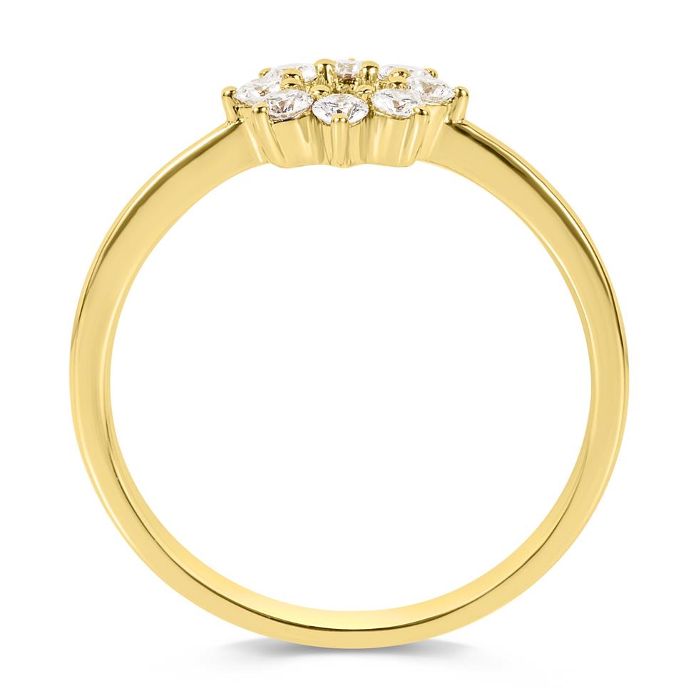 18ct Yellow Gold Diamond Flower Circle Ring Thumbnail Image 3