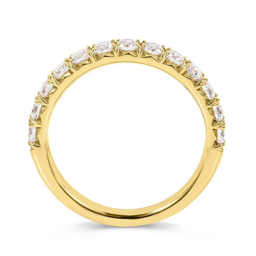 18ct Yellow Gold French Pave Set Diamond Half Eternity Ring 0.75ct  Thumbnail Image 2