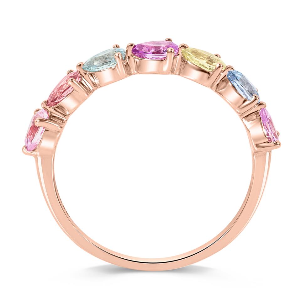 Petal 18ct Rose Gold Pastel Pear Sapphire Eternity Ring Thumbnail Image 3