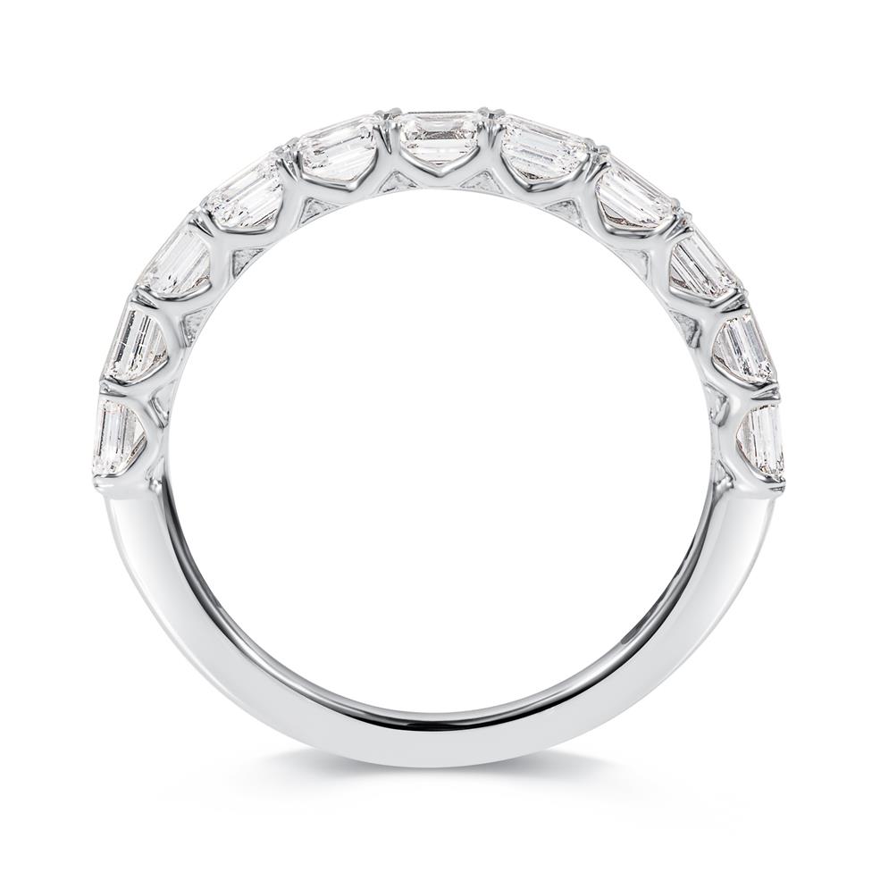 Platinum Emerald Cut Diamond Half Eternity Ring Thumbnail Image 2