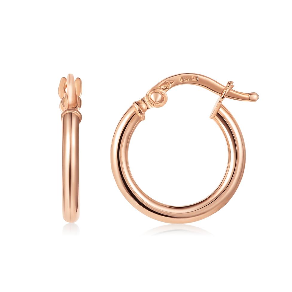 18ct Rose Gold Hoop Earrings 14mm Thumbnail Image 0