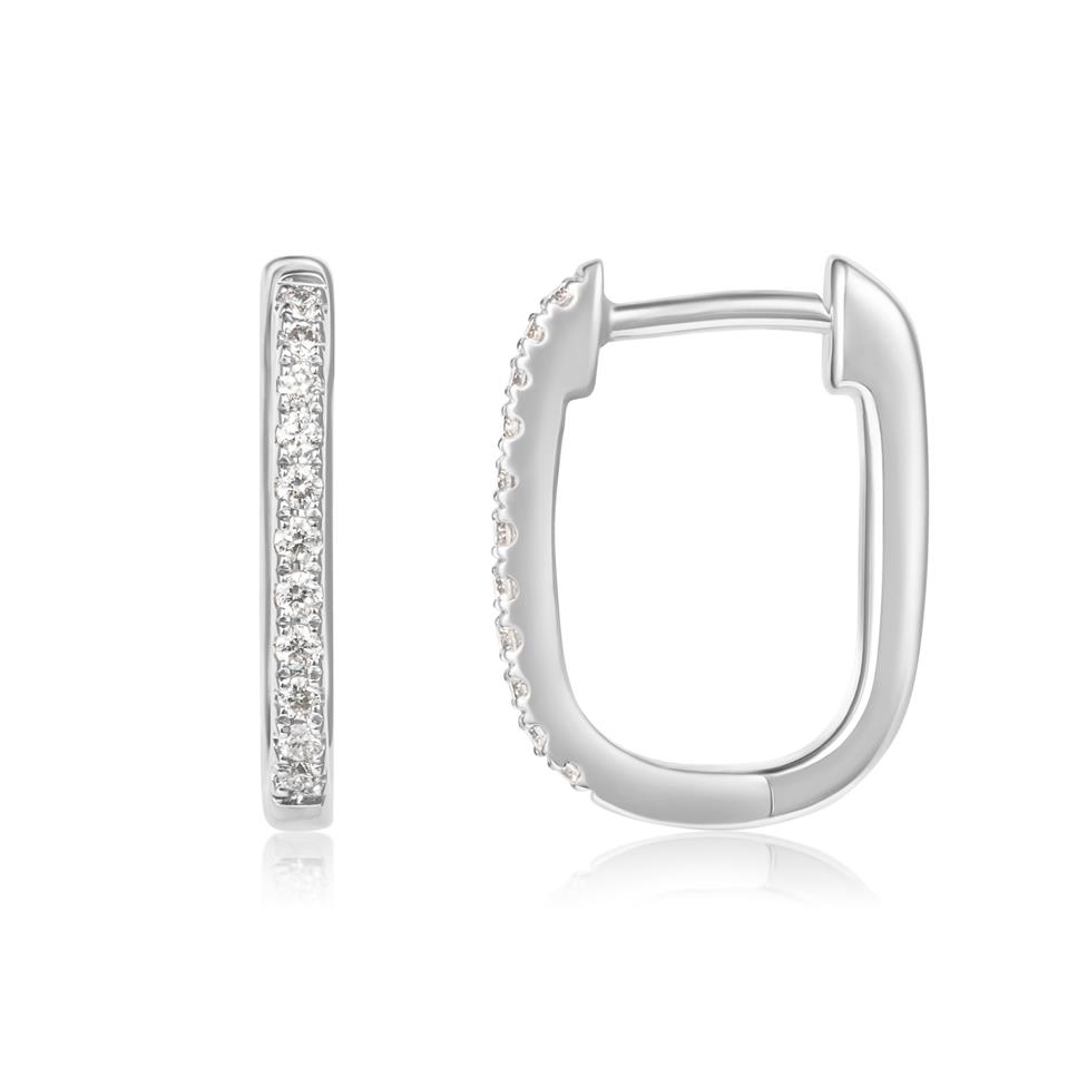 18ct White Gold Oblong Diamond Hoop Earrings 0.15ct Thumbnail Image 0